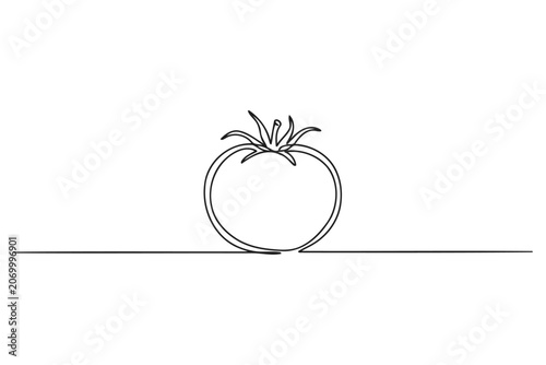 Canvas Print Minimalist continuous line art of a tomato with vegetable continuous minimalist