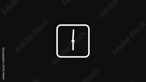 Minimal White Line Square Clock Animation on Black