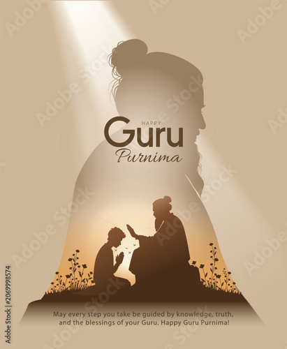 Canvas Print new Happy guru Purnima guru writing letter
