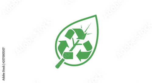 Eco-friendly recycle symbol with leaf represents sustainable living and green consciousness