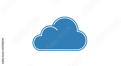 Minimalist Blue Cloud Icon Depicting Weather and Atmospheric Phenomena