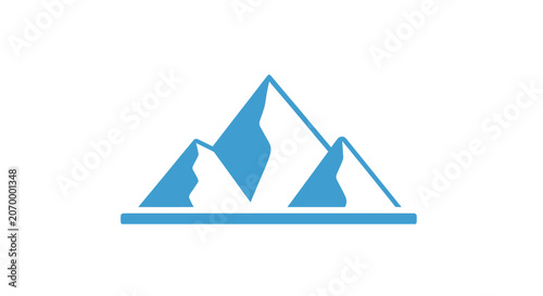 Minimalist Blue Mountain Range Icon Graphic Isolated on White Background for Various Uses