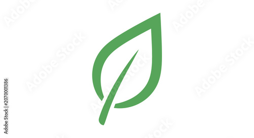 Minimalist Green Leaf Icon Representing Nature, Environment, and Organic Concepts