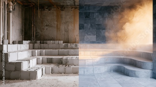 Before and after construction to luxurious spa