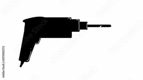 Electric Drill Silhouette Animation Footage
