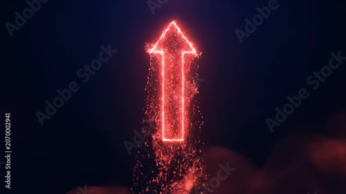 Neon Arrow Pointing Upward Brightly.