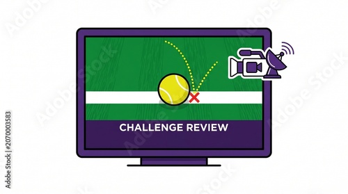 Electronic line review challenge icon inspired by tennis technology, ideal for match analysis, officiating graphics, and sports infographic designs. 
