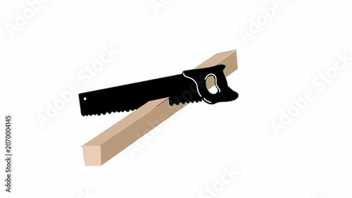Wood Cutting Saw Animation Footage