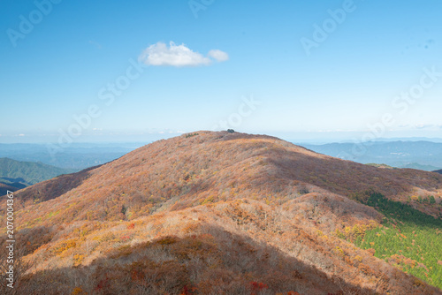 Wide view of colorful autumn mountains