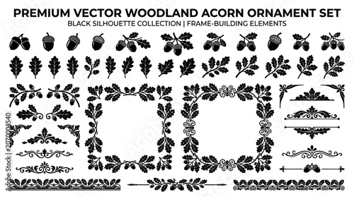 Woodland acorn ornament set collection.