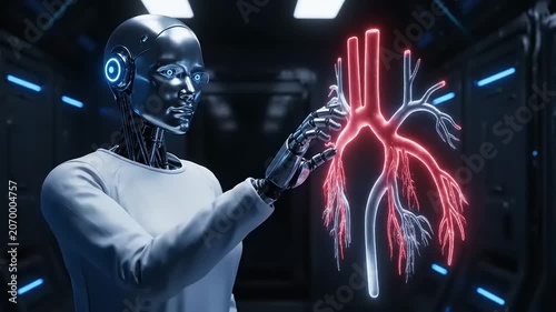 Robot Interacting with Human Heart Model.