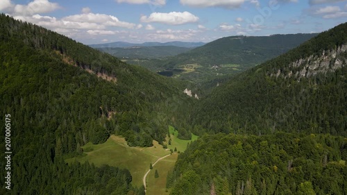 Drone Shot of Scenic Mala Fatra Mountain Landscape with Forests and Valleys in Slovakia