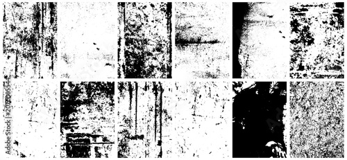 Grunge abstract textured worn black backgrounds. Vintage overlay scraped and stained surface design element. Brushstrokes texture on white paper. 