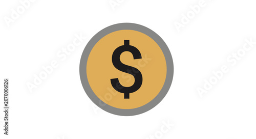 Minimalist Dollar Sign Icon on a Golden Coin Symbolizing Finance and Investment