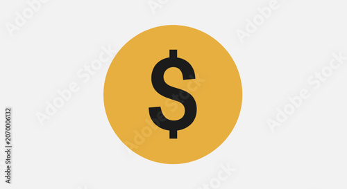 Minimalist Dollar Sign Icon on a Golden Disk, Representing Finances and Business