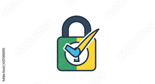 Secure Padlock Icon with Checkmark Symbolizing Verification and Approval