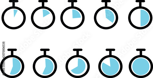 Photos Stopwatch Icons With Timing Progress Flat Vector Illustration