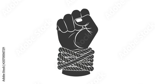 Canvastavla Raised Fist Bound with Rope Vector Illustration