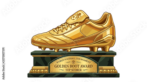 Golden boot trophy for top soccer scorer on elegant base