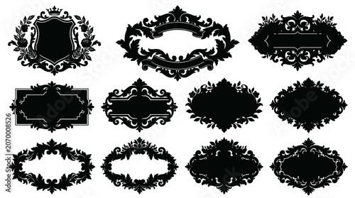 Ornate Black Label Shapes Frames.
