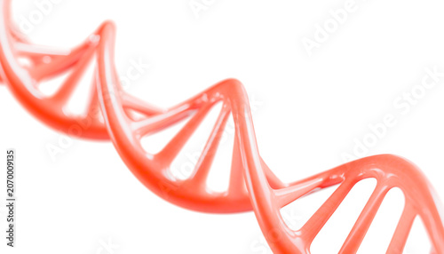 Fotografía Double helix of DNA in shades of red isolated in PNG, molecular structure of the genetic code for biomedical research, genetics, biotechnology, molecular diagnostics on transparent background