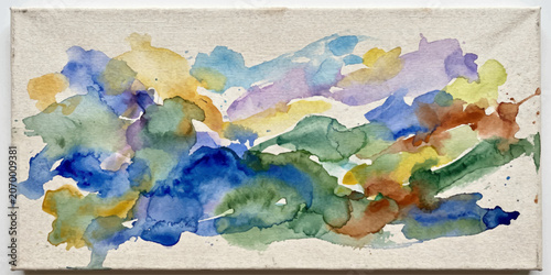 Принти на полотні Abstract Colorful Watercolor Painting Background with Grunge Texture and Artisti