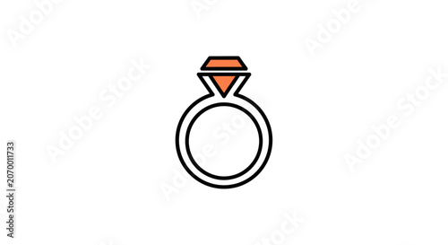 A simple line art illustration of a classic diamond engagement ring