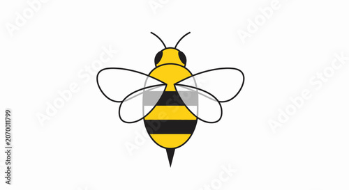 A simple graphic illustration of a yellow and black striped flying insect