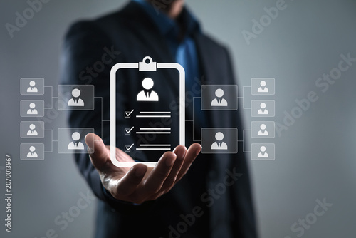 Photography Business professional managing digital recruitment and employee selection process