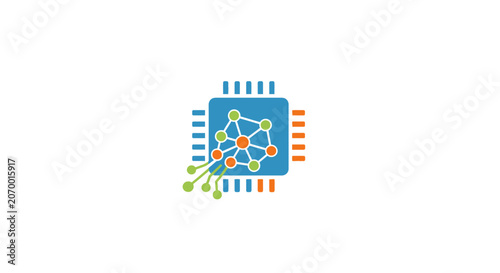 Modern abstract representation of a digital microchip with interconnected network elements