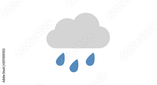 Simple illustration depicting rainy weather condition with gray cloud and falling raindrops
