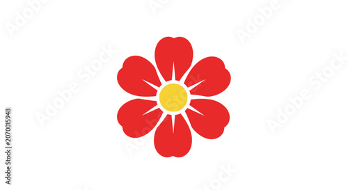 Simplistic vector illustration of a red flower on a white background, minimal design