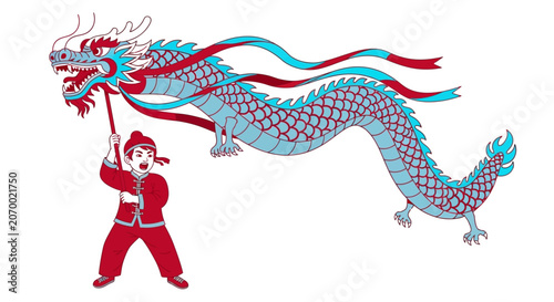 Person performing traditional Chinese dragon dance.