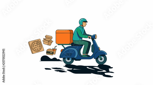 A delivery person rides a scooter with food (16)