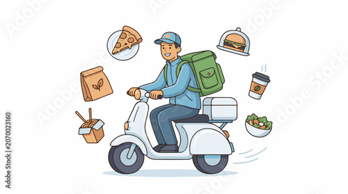 A delivery person rides a scooter with food (22)