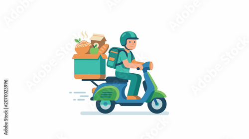 A delivery person rides a scooter with food (6)