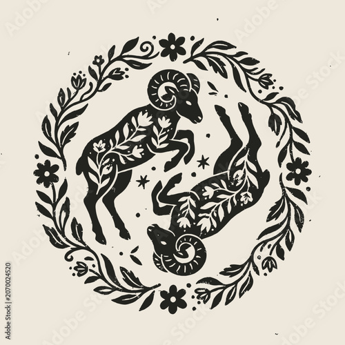 Foto Zodiac sign Aries astrology symbol.