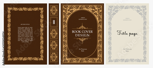 Canvastavla Classic vintage book cover, title page, spine design with Art Deco, Baroque, Art Nouveau and Victorian ornaments