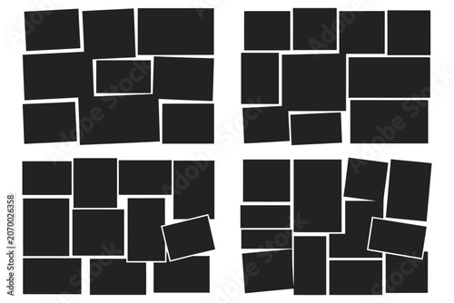 Tableau sur toile Collage mockup frame, photo collage layout template set, memory wall and album g