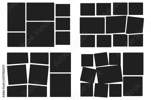 Schilderij op canvas Collage mockup frame, photo collage layout template set, memory wall and album g