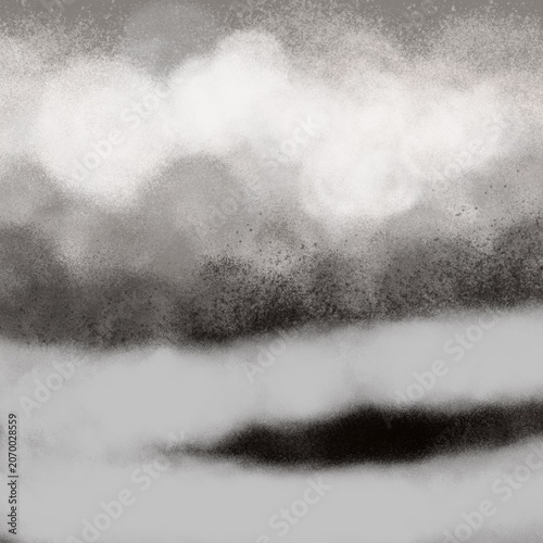 Obraz na plátně Abstract monochrome background with diffuse ink wash and spray textures