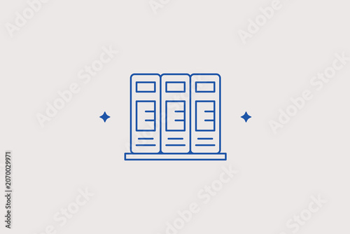 Принти на полотні Three standing corporate binders folder racks line icon for office registry archive, database webstore, documentation storage
