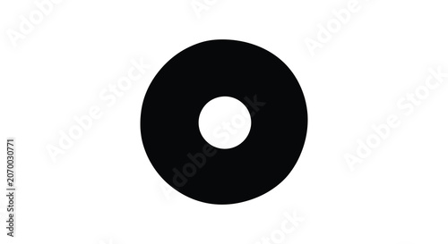 Circular ring shape with central hole black silhouette