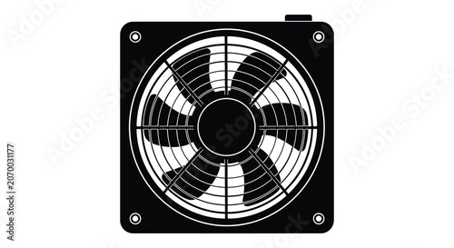 Computer cooling fan silhouette on a white background