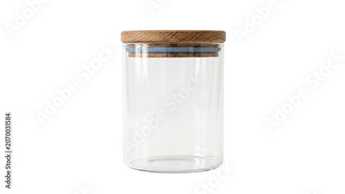 Принти на полотні Clear glass jar with wooden lid isolated on transparent background for kitchen s