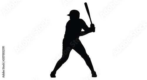 Canvas Print baseball player swinging bat in action pose black silhouette