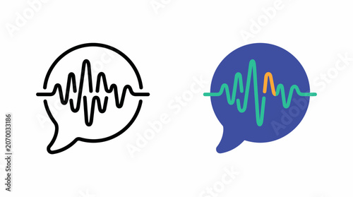 Quadro su tela Speech Bubbles with Waveforms Representing Audio