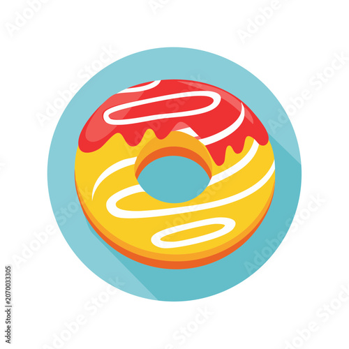 Colorful glazed doughnut flat vector illustration