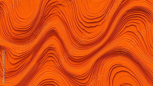 Close-up of Vibrant Orange and Black Wavy Wood Grain Texture for Design and Backgrounds