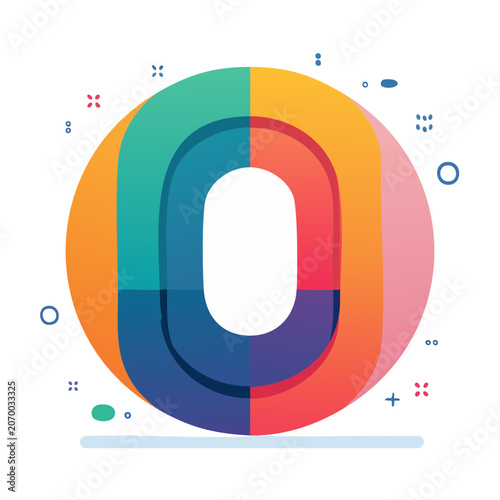 Colorful flat design letter O with gradient